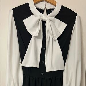 SHEIN Black and White Bow Midi Dress
